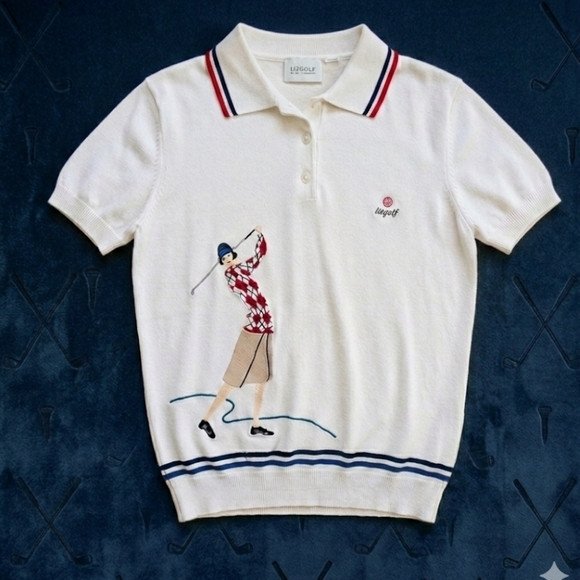 Vtg LizGolf 100% Cotton Knit Polo (M) & 12ct NOS Spalding Top-Flite Golf Balls - Picture 2 of 8